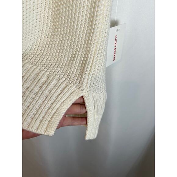 Lucky Brand Sweater Ivory Vest Womens M Knit Pullover V Neck Sleeveless Casual - Picture 3 of 7